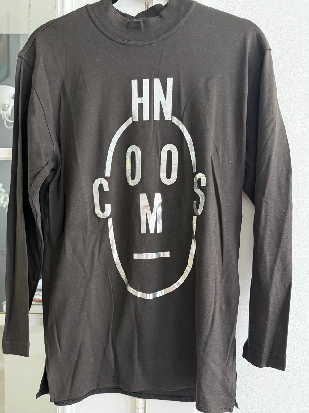 Vintage Moschino Black long sleeve Tee black with Silver writing never worn